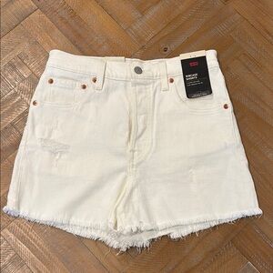 Levi's Women's White Ribcage Shorts